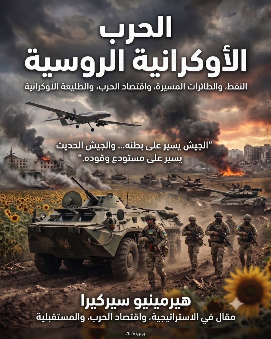 Capa da edição em árabe de «حرب أوكرانيا وروسيا»